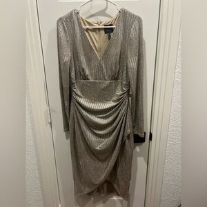 Adrianna Papell Metallic Long Sleeve Dress